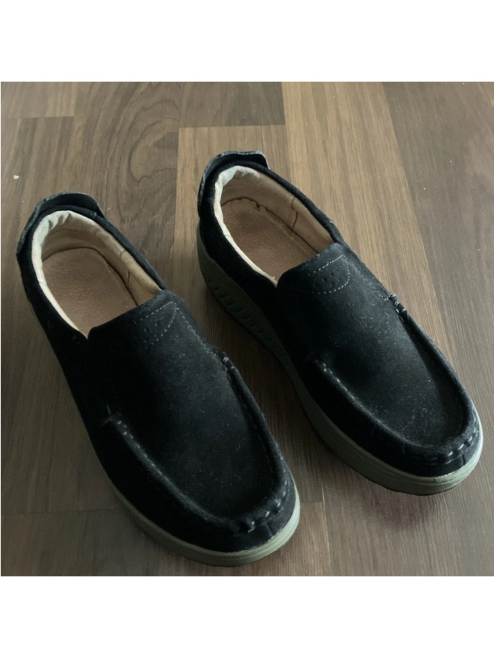 Women Size 7 Suede Leather Slip-on Comfort Wedge Loafers Platform Moccasin Shoes - Picture 7 of 14